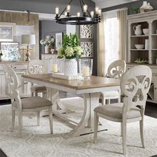 Farmhouse Reimagined Antique White With Chestnut Trestle Table