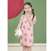 Young Girls' Short Sleeve Summer Dress,4Y