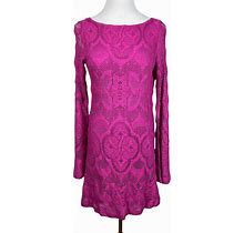 Nightcap Dress Women Large Pink Lace Open Back Bell Sleeve Boho Boatneck New 4