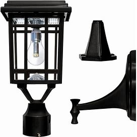 Gama Sonic 114B033 Prairie Solar Powered 14" Tall 2700K LED Outdoor Wall Sconce - Converts To Pier / Post Mounted Light Black Outdoor Lighting Wall