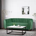 Worden Modern Glam Velvet Channel Stitch 3 Seater Sofa , Emerald