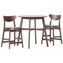 Gavin 3-Pc. Counter Height Round Dining Set | Brown | One Size | Dining Sets Dining Sets | Upholstered