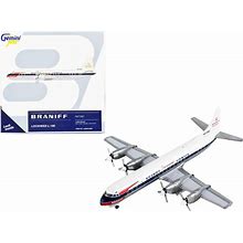 Lockheed L-188 Electra Commercial Aircraft White With Blue Stripes 1/400 Diecast Model Airplane By Geminijets