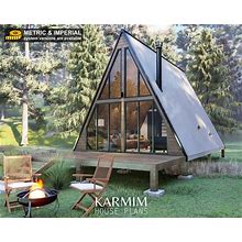 Tiny A-Frame Cabin DIY Plans 16X24 Modern Cabin House Architectural Plans, Blueprint