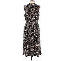Leota Casual Dress - Midi High Neck Sleeveless: Brown Leopard Print Dresses - Women's Size Large