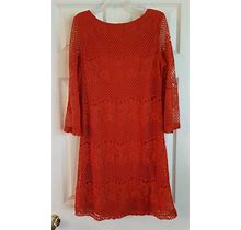 Sharagano Burnt Orange Lace Overlay Sheath Dress Sz 6 Retail-$118