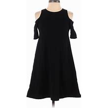 Boohoo Casual Dress - A-Line Crew Neck Short Sleeves: Black Print Dresses - Women's Size 4
