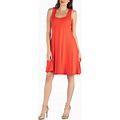 24Seven Comfort Apparel Women's Sleeveless A-Line Fit And Flare Skater Dress - Orange