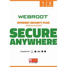 Webroot® Internet Security Plus With Antivirus Protection 2020, For 3 PC And Mac® Devices, 1-Year Subscription