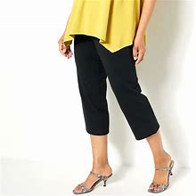 Women With Control Tummy Control Full Leg Crop Pants- Black, Medium