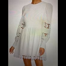 Aqua Dresses | Aqua Smocked Lace Trim Mini Dress | Color: White | Size: S