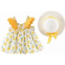 Tengma Toddler Girls Dresses Sleeveless Sundress Orange Prints Dress Princess Dress Clothes Princess Dresses Yellow 11