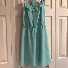 Bcbgeneration Dresses | Bcbg Teal Blue Green Racerback Ruffle Mini Dress | Color: Blue/Green | Size: L
