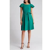 Calvin Klein Comm Tie Waist Dress - Green - Mini Dresses Size 8
