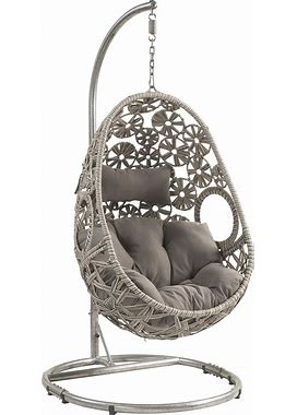 ACME Sigar Patio Hanging Chair With Stand In Light Gray - Light Grey