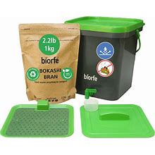 Biorfe Bokashi Indoor Compost Starter Kit All Seasons Bokashi Bran - Attractive Countertop Kitchen Odor Free Compost Bin - Composting Bucket