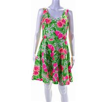 Lily Pulitzer Womens Cotton Floral Print Zipped Cut-Out Midi Dress