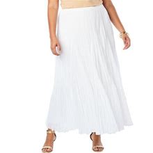 Plus Size Women's Flowing Crinkled Maxi Skirt By Jessica London In White (Size 22) Elastic Waist 100% Cotton