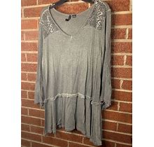 New Directions Tops | New Directions Womens Tunic Blouse Ruffle Lace Green Medium | Color: Green | Size: M