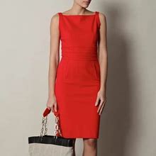 Diane Von Furstenberg Dresses | Dvf Kimmie Red Midi Sheath Boatneck Dress 0 Xs | Color: Red | Size: 0