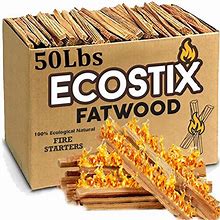 Easygoproducts Ecostix Fatwood Fire Starter Kindling Firewood Sticks 100 Organic Firestarter For Wood Stoves Fireplaces Campfires Bonfires 50 Lbs