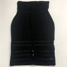Fashion Nova Dresses | Fashion Nova Black Stretch Knit Bodycon Mesh Trim Dress Womens 1Xl | Color: Black | Size: 1X