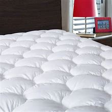 JURLYNE Mattress Pad Twin XL Size, Quilted Fitted Mattress Cover, Pillow Top With Fluffy Breathable 5D & 7D Spiral Fiber Filling, Cooling Mattress