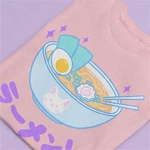 Gildan Kawaii Shirt Japanese Ramen Kawaii Clothing Anime Shirt Aesthetic Clothing Paste - New Men | Color: Blue/Pink | Size: M