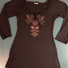 Womens XL Embroidered Shirt Dress - Women | Color: Brown | Size: 1X