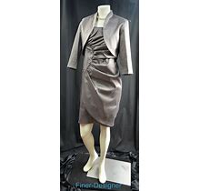 R&M Richards MOB Formal Knee Gown Dress Bolero Jacket Stretch Suit Size 10P NEW