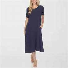 White Mark Short Sleeve Midi Swing Dresses | Blue | Womens Small | Dresses Swing Dresses | Stretch Fabric