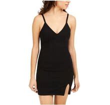 Sequin Hearts Womens Black Slitted Spaghetti Strap V Neck Short Evening Body Con Dress 13