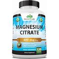 Magnesium Citrate 400 Mg - 120 Tablets Elemental Magnesium Supports Function Of Muscles, Bones, Heart Non-GMO Per Serving