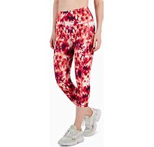 Id Ideology Women's Compression Printed Crop Side-Pocket Leggings, Created For Macy's - Pink Shock