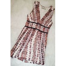 Abercrombie Fitch Floral Lined V-Neck Dress Velvet Band Details Size M Medium