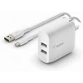 Belkin Boostcharge Dual Usb-A Wall Charger 24W (Usb-A To Micro-USB Cable Included) - Power Adapter