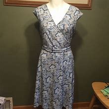 Loft Dresses | Ann Taylor Loft Petite Paisley Print Dress | Color: Blue | Size: 8P