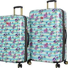 Betsey Johnson Luggage Hardside 3 Piece Set Suitcase With Spinner Wheels (20" 26" 30") (One Size, Flamingo Strut)… (Stripe Floral Hummingbird)