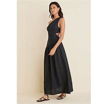 Women's Linen Cutout Maxi Dress - Black, Size 16 By Venus