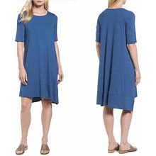 Eileen Fisher Dresses | Nwt Eileen Fisher Asymmetrical Hem A-Line Dress | Color: Blue | Size: L