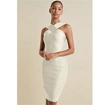 Women's Cross-Neck Bandage Dress - White, Size 3X By Venus