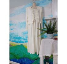 Sl Petites Long Cream Colored 2-Piece Formal Dress, Excellent