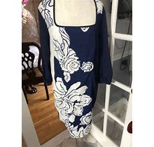 White And Navy Print Dress Plus Size