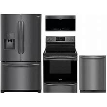 Frigidaire 4-Piece Kitchen Appliance Package With FGHB2868TD 36, French Door Refrigeratorfgef3059td 30, Freestanding Electric Range FGBM19WNVD 30,