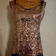 Venus Tops | Venus Sequin Rose Gold/Copper Dress L | Color: Black/Gold | Size: L