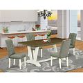 East West Furniture White V-Style 5-Piece Dining Set In Linen White/Smoke
