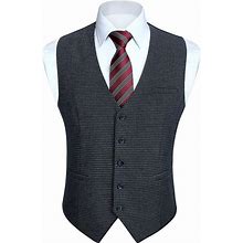 HISDERN Vest For Men Formal Business Suit Dress Vest Solid Color Slim Fit Tuxedo