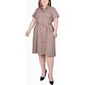 Ny Collection Plus Size Short Sleeve Safari Style Dress - Portabella - Size 2X