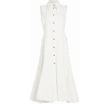 Chloé Women's Denim Sleeveless Shirtdress - White - Size 6