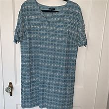 Madewell Dresses | Madewell Embroidered Blue Dress, Size L | Color: Blue/White | Size: L